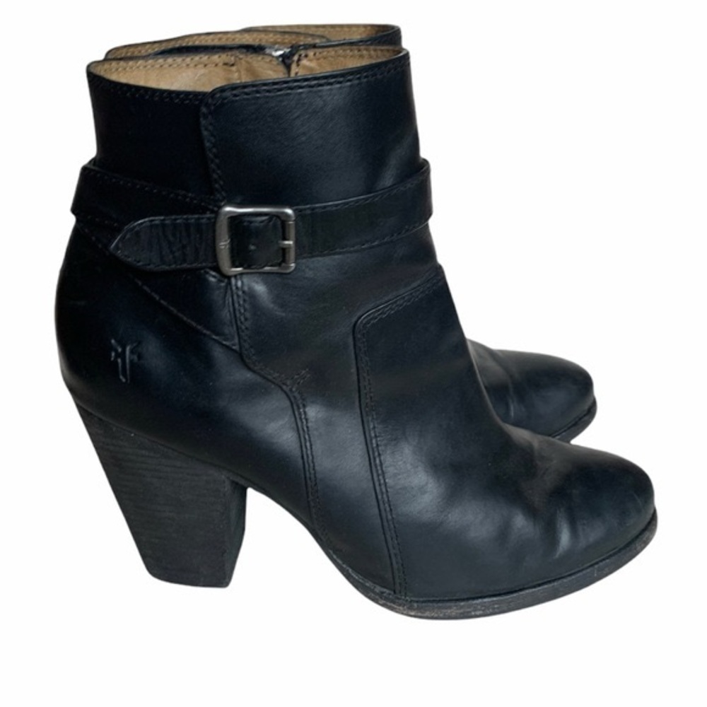 Frye Patty Black Leather Ankle Boots